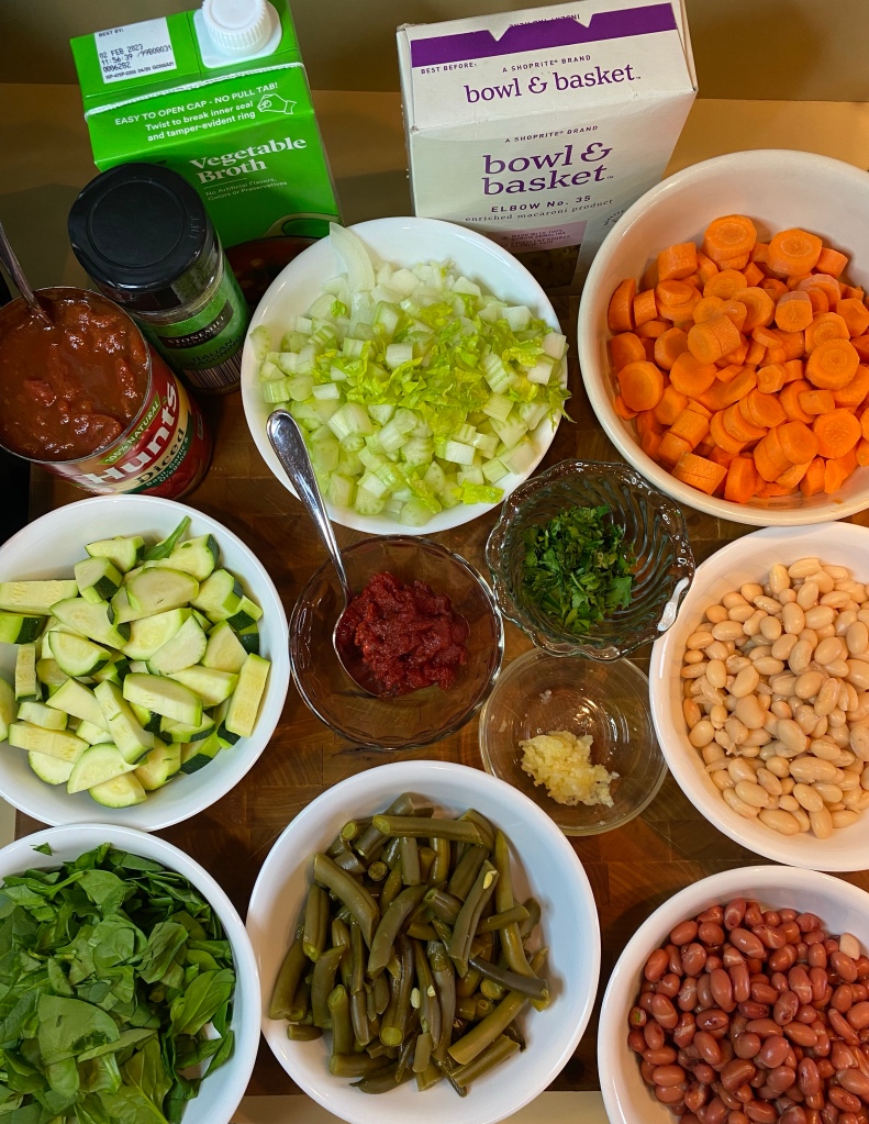 Healthy Minestrone ingredients ready to go.​
