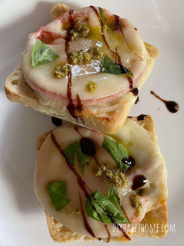 Pesto, Tomato, and Provolone on Ciabatta with Balsamic Glaze