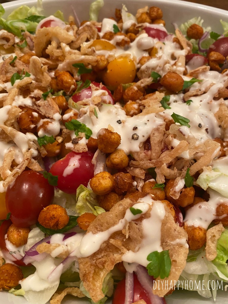Crisp Iceberg Salad with Crunchy Air Fryer Spiced Chickpeas