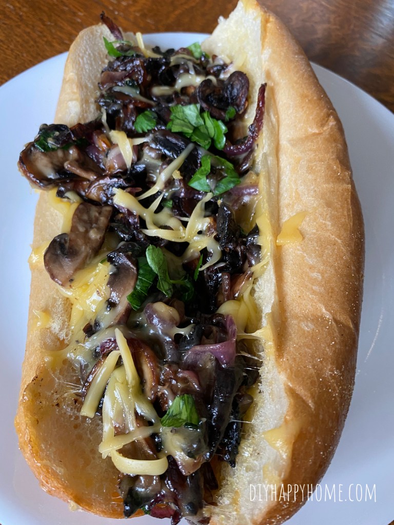 Savory Mushroom Cheese”steak” Sandwich