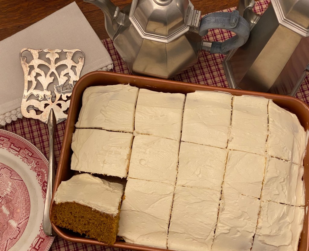 Your family will love this Pumpkin Cake with Cream Cheese Icing